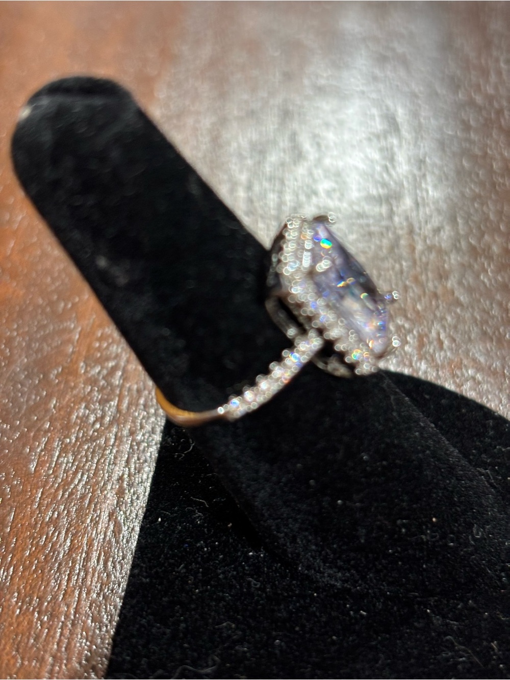 Sparkling Clear Emerald-Cut Halo Ring in Silver Tone. Size 6. - Picture 6 of 15